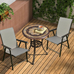 Costway Set of 2 Grey Folding Garden Chair - Size: 88.9 x 63.5 x 25.4cm - Wilko - thumbnail 6