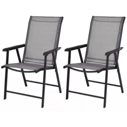 Costway Set of 2 Grey Folding Garden Chair - Size: 88.9 x 63.5 x 25.4cm - Wilko - thumbnail 3