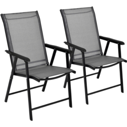 Costway Set of 2 Grey Folding Garden Chair - Size: 88.9 x 63.5 x 25.4cm - Wilko - thumbnail 5
