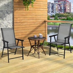 Costway Set of 2 Grey Folding Garden Chair - Size: 88.9 x 63.5 x 25.4cm - Wilko
