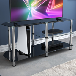AVF Classic 3 Shelf Black Glass and Chrome Corner TV Stand - AVF Group Ltd - Wilko