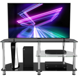 AVF Classic 3 Shelf Black Glass and Chrome Corner TV Stand - AVF Group Ltd - Wilko - thumbnail 4