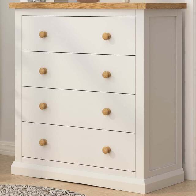 Castelli 4 Drawer Off White Chest of Drawers with Wood Knobs - Wilko - image 1