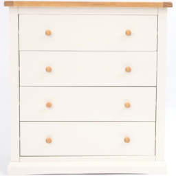 Castelli 4 Drawer Off White Chest of Drawers with Wood Knobs - Wilko - thumbnail 3