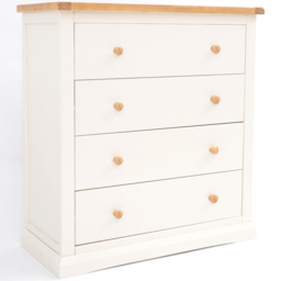 Castelli 4 Drawer Off White Chest of Drawers with Wood Knobs - Wilko - thumbnail 4