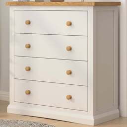Castelli 4 Drawer Off White Chest of Drawers with Wood Knobs - Wilko - thumbnail 1