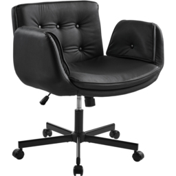 Living and Home Black Widened Seat Office Chair with Wheels - Size: 78 x 115 x 74cm - Wilko - thumbnail 4