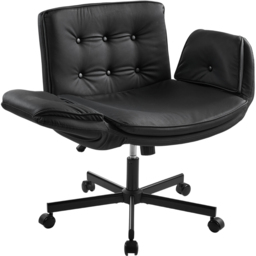 Living and Home Black Widened Seat Office Chair with Wheels - Size: 78 x 115 x 74cm - Wilko - thumbnail 5