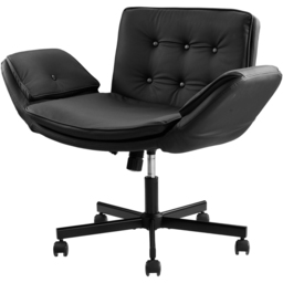 Living and Home Black Widened Seat Office Chair with Wheels - Size: 78 x 115 x 74cm - Wilko - thumbnail 3