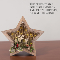 Shatchi Wooden LED Star Shape Reindeer Scene 38cm - Size: 0.14 x 60 x 60cm - Brown - Wilko - thumbnail 4
