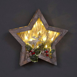 Shatchi Wooden LED Star Shape Reindeer Scene 38cm - Size: 0.14 x 60 x 60cm - Brown - Wilko - thumbnail 3