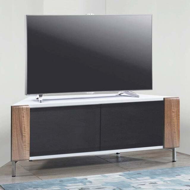 MDA Designs Corvus 2 Door White and Walnut TV Cabinet - Size: 45 x 120 x 47cm - Multi - Wilko - image 1
