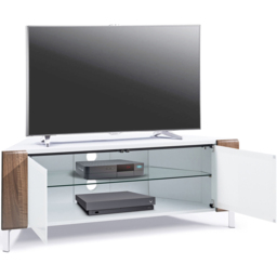 MDA Designs Corvus 2 Door White and Walnut TV Cabinet - Size: 45 x 120 x 47cm - Multi - Wilko - thumbnail 7