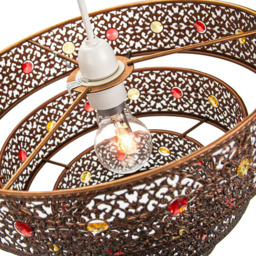 Happy Homewares 3 Tier Antique Bronze Moroccan Acrylic Gem Pendant Light Shade - Size: 20 x 30 x 30cm - Brown - Wilko - thumbnail 5