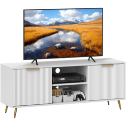 HOMCOM 2 Door 2 Shelf White TV Stand Cabinet - Size: 48.0 cm x 35.0 cm x 120.0 cmcm - Wilko - thumbnail 3