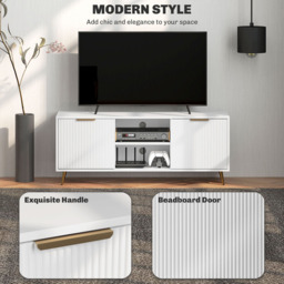 HOMCOM 2 Door 2 Shelf White TV Stand Cabinet - Size: 48.0 cm x 35.0 cm x 120.0 cmcm - Wilko - thumbnail 7