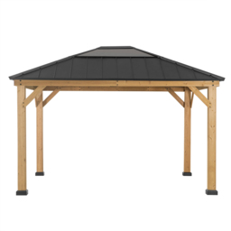 Sunjoy Bruri 3.93 x 3.35m Anthracite Cedar Wood Gazebo - Black - Wilko - thumbnail 3