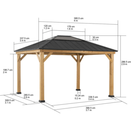 Sunjoy Bruri 3.93 x 3.35m Anthracite Cedar Wood Gazebo - Black - Wilko - thumbnail 7