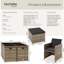 tectake Manhattan 8 Seater Rattan Garden Dining Set Natural - Brown - Wilko - thumbnail 7