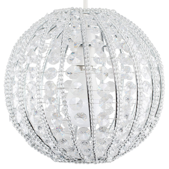ValueLights Bead Acrylic Ball Pendant Shade - Size: 22.5 x 24 x 24cm - Silver - Wilko - image 1