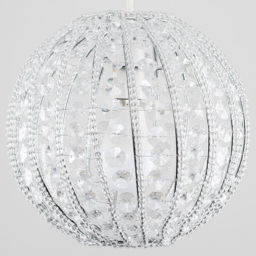ValueLights Bead Acrylic Ball Pendant Shade - Size: 22.5 x 24 x 24cm - Silver - Wilko - thumbnail 4