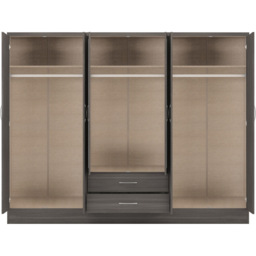 Seconique Nevada 6 Door 2 Drawer Black Wood Grain Wardrobe - Size: 6 Door, 2 Drawer - Wilko - thumbnail 5