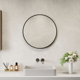 Neo Black Metal Frame Anti-Rust Wall Mounted Round Mirror 40cm - Size: 40 x 40 x 2cm - Wilko - thumbnail 3