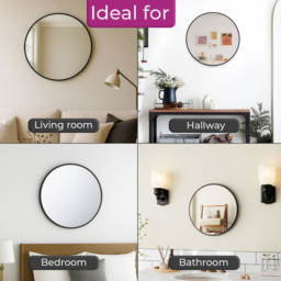 Neo Black Metal Frame Anti-Rust Wall Mounted Round Mirror 40cm - Size: 40 x 40 x 2cm - Wilko - thumbnail 6