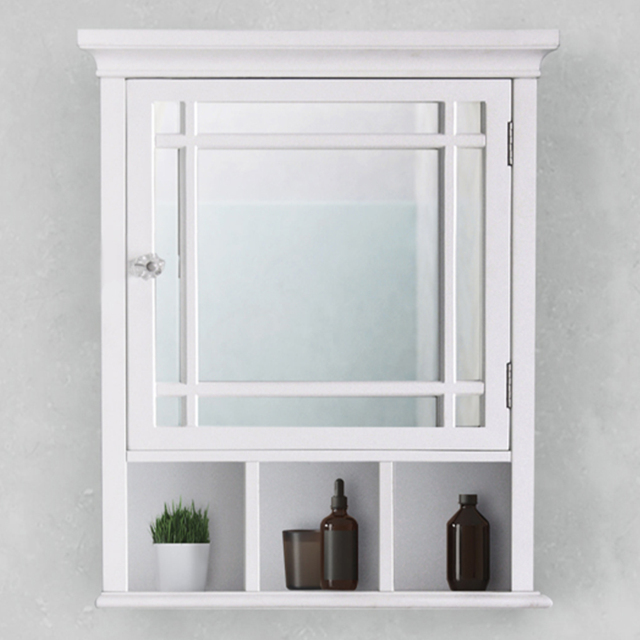 Teamson Home Neal Single Door 3 Shelf White Wooden Removable Mirrored Medicine Cabinet - Size: 61.6 x 50.8 x 16.5cm - Wilko - image 1