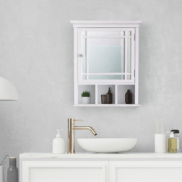 Teamson Home Neal Single Door 3 Shelf White Wooden Removable Mirrored Medicine Cabinet - Size: 61.6 x 50.8 x 16.5cm - Wilko - thumbnail 7