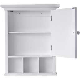 Teamson Home Neal Single Door 3 Shelf White Wooden Removable Mirrored Medicine Cabinet - Size: 61.6 x 50.8 x 16.5cm - Wilko - thumbnail 4