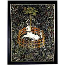 Wee Blue Coo Medieval Tapestry Unknown Hunt Unicorn Captivity Framed Wall Art Print 30 x 41cm - Size: 43.3 x 33.3 x 1.5cm - Black - Wilko - thumbnail 1