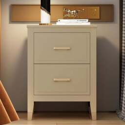 Palazzi 2 Drawer Clay Wide Bedside Table - Cream - Wilko