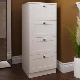 FWStyle Artus 4 Drawer White Panelled Chest of Drawers - Wilko