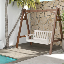 Costway White Porch Swing with Hidden Cup Holder and Adjustable Chain - Size: 132 x 64 x 18cm - Wilko - thumbnail 4