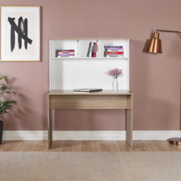 FWStyle 2 Shelf Oak and White Home Study Desk - Size: 148 x 90 x 52cm - Brown - Wilko - thumbnail 6
