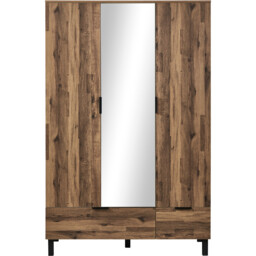 Hampshire 3 Door 2 Drawer Oak Mirror Wardrobe - Size: 3 Door, 2 Drawer - Brown - Wilko - thumbnail 4