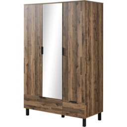 Hampshire 3 Door 2 Drawer Oak Mirror Wardrobe - Size: 3 Door, 2 Drawer - Brown - Wilko - thumbnail 5