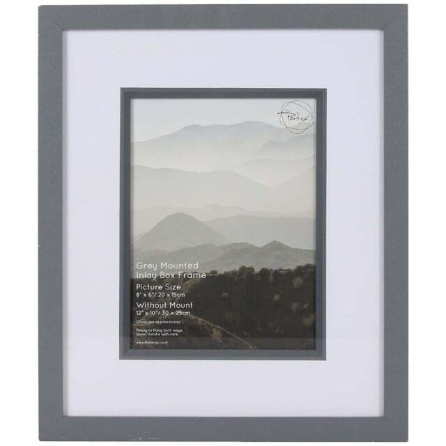 The Port. Co Gallery Inlay Grey Mounted Box Photo Frame 8 x 6 inch - Size: A5 - Wilko - image 1