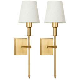 ValueLights Kincaid Plated Gold Cream Shade LED Wall Light 2 Pack - Wilko