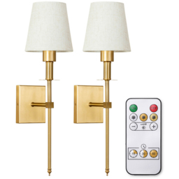 ValueLights Kincaid Plated Gold Cream Shade LED Wall Light 2 Pack - Wilko - thumbnail 4