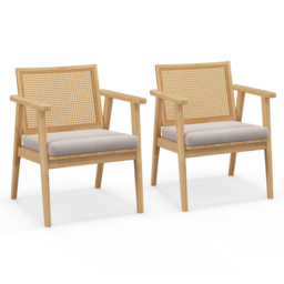 Costway Natural Rattan Modern Accent Chair - Size: Single - Cream - Wilko - thumbnail 4