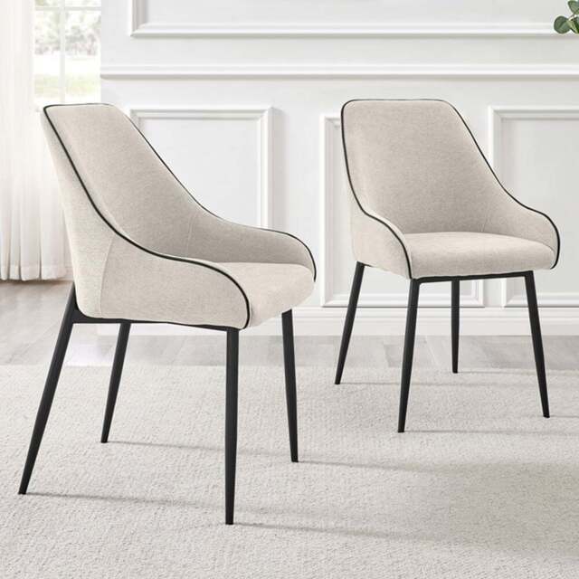 Furniturebox Belton Set of 2 Cream and Black Dining Chair - Wilko - image 1