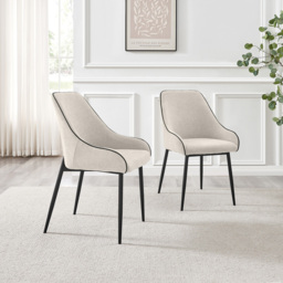 Furniturebox Belton Set of 2 Cream and Black Dining Chair - Wilko - thumbnail 4