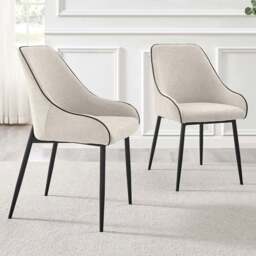 Furniturebox Belton Set of 2 Cream and Black Dining Chair - Wilko - thumbnail 1