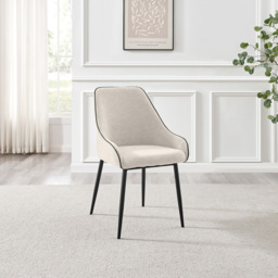Furniturebox Belton Set of 2 Cream and Black Dining Chair - Wilko - thumbnail 6