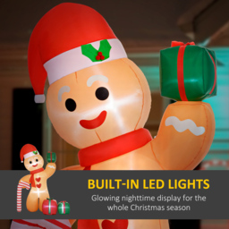 Everglow LED Inflatable Gingerbread Man with Candy Cane Christmas Decoration 8ft - Size: 245 x 100 x 170cm - Orange - Wilko - thumbnail 6