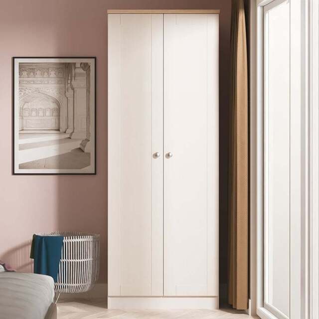 Crowndale Sussex 2 Door Kashmir Ash and Bardolino Oak Tall Wardrobe Ready Assembled - Kashmir Ash & Bardolino Oak - Wilko - image 1