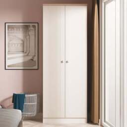 Crowndale Sussex 2 Door Kashmir Ash and Bardolino Oak Tall Wardrobe Ready Assembled - Kashmir Ash & Bardolino Oak - Wilko - thumbnail 1