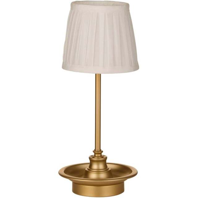 Lighting Collection Pleated Fabric Shade Gold Rechargeable LED Table Lamp - Size: 37 x 17 x 17cm - Champagne Gold - Wilko - image 1